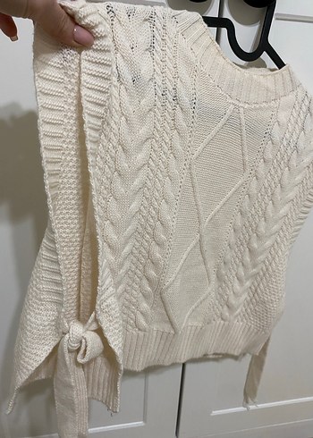 Bej Örgü Kadın Süveter - Görsel 2