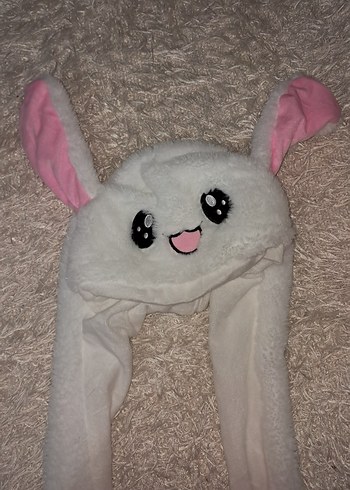 Çocuk Beyaz Peluş Kulaklı şapka - Görsel 3
