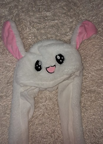 Çocuk Beyaz Peluş Kulaklı şapka - Görsel 2