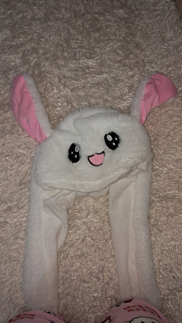 Çocuk Beyaz Peluş Kulaklı şapka - Görsel 3