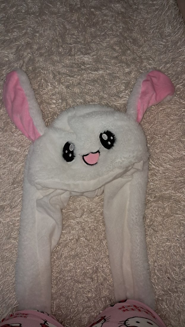 Çocuk Beyaz Peluş Kulaklı şapka - Görsel 2