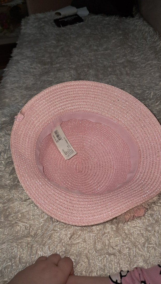 Pembe Nakışlı Fırfırlı Kız Çocuk Şapkası - Görsel 5