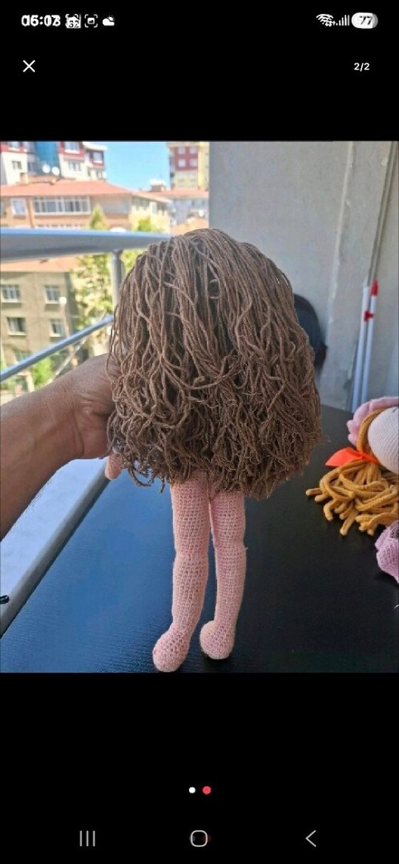 Gri Pastel Örgü Bebek - Görsel 2