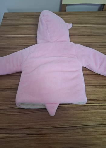 Kız Çocuk Pembe Kapüşonlu Kürklü Mont - Görsel 5