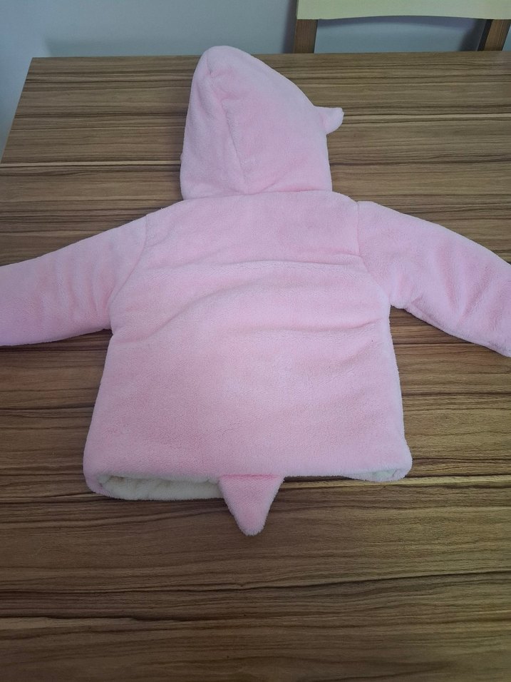 Kız Çocuk Pembe Kapüşonlu Kürklü Mont - Görsel 5