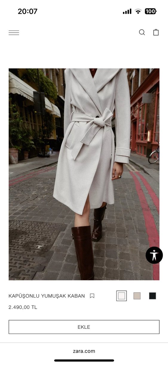 Zara Yumuşak Kumaş Kaban - Görsel 2