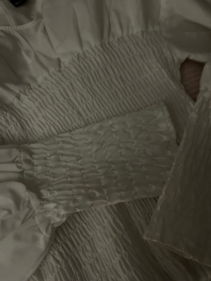 Beyaz Pilili Keten Kadın Bluz - Görsel 2