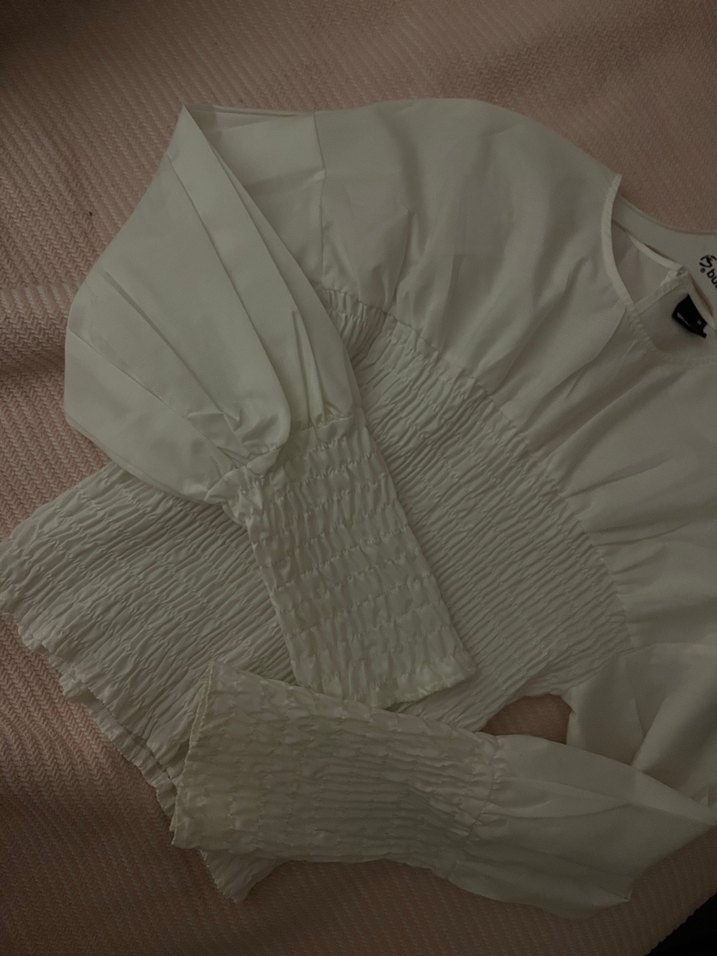 Beyaz Pilili Keten Kadın Bluz - Görsel 4