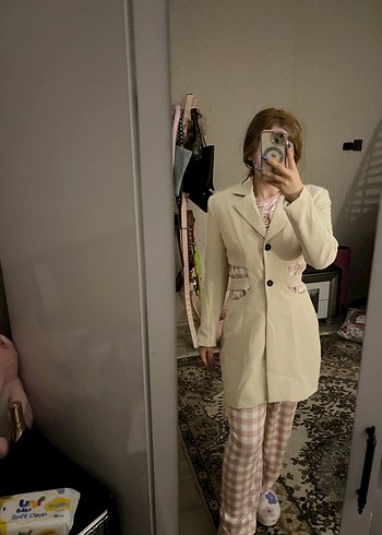 bershka beli pencereli blazer ceket - Görsel 6