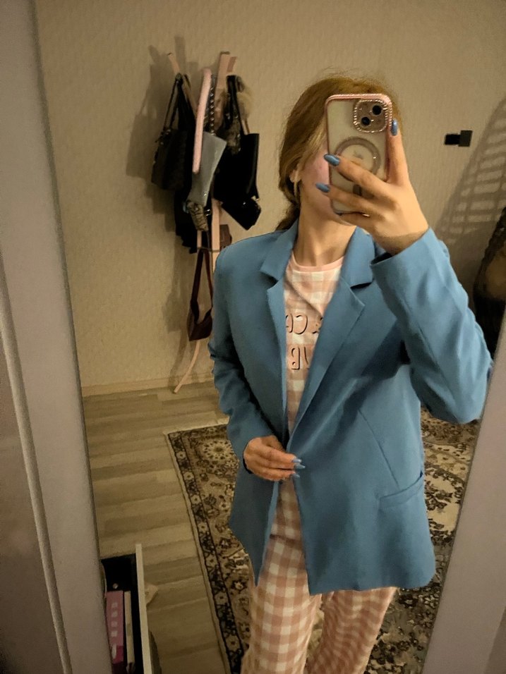 Mavi Düğmeli Kadın Blazer Ceket - Görsel 2