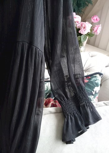 l Beden Siyah Uzun Kollu Gotik Uzun Elbise