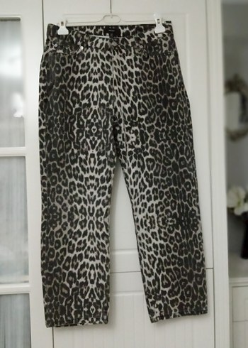 Next Gri Leopar Desenli Kadın Kumaş Pantolon