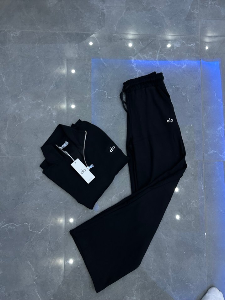 Alo Yoga Fermuarlı Siyah Kadın Eşofman Takımı - Görsel 3