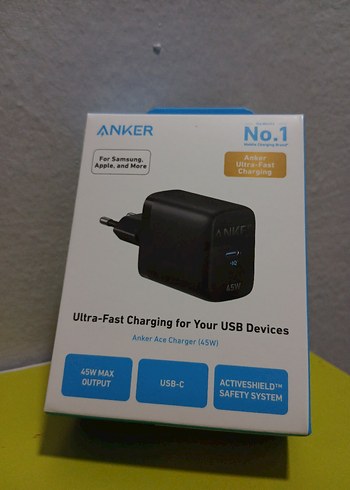 Anker 45W USB-C Hızlı Şarj Adaptörü Siyah