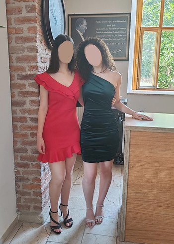 m Beden Tek Omuz Yeşil Kadife Elbise