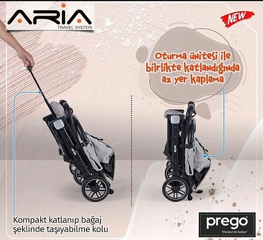 9- 18 kg Beden gri Renk PREGO ARİA BEBEK ARABASI ve PUSET