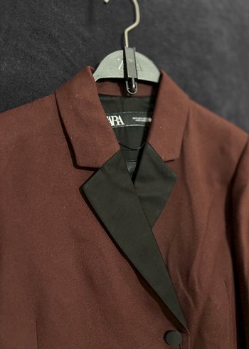 s Beden bordo Renk Zara Kontrast Blazer Ceket