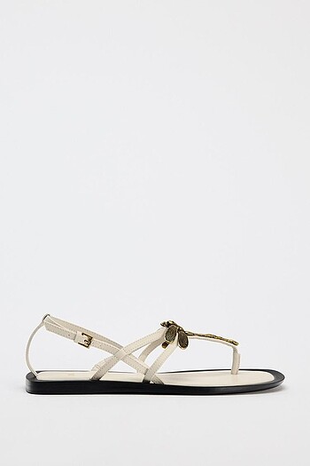 38 Beden beyaz Renk Zara Limited Edition Deri Sandalet