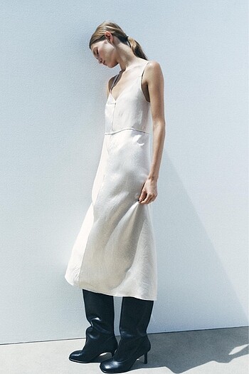 Zara Zara Saten Slip Elbise