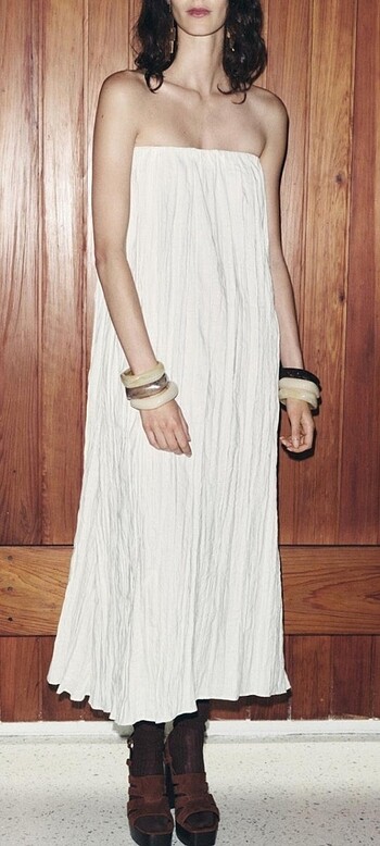 Zara Straplez Midi Elbise