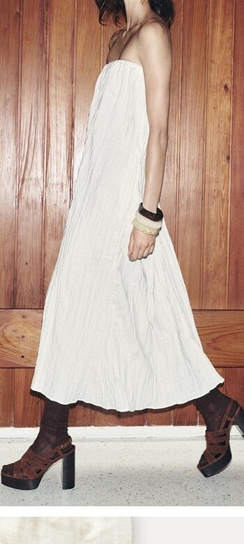 Zara Zara Straplez Midi Elbise