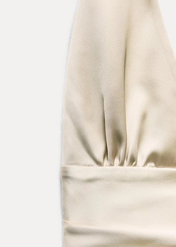 xs Beden altın Renk Zara Halter Yaka Saten Elbise