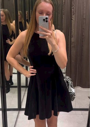 xs Beden siyah Renk Zara ZW Collection Kadife Kısa Elbise
