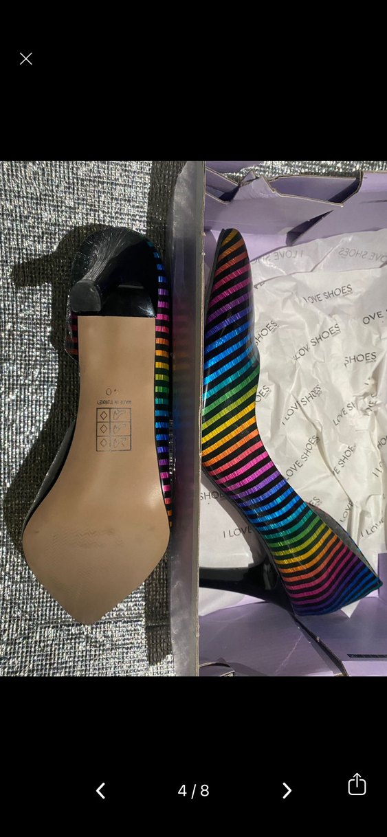 Parlak Çok Renkli Çizgili Kadın Stiletto - Görsel 3