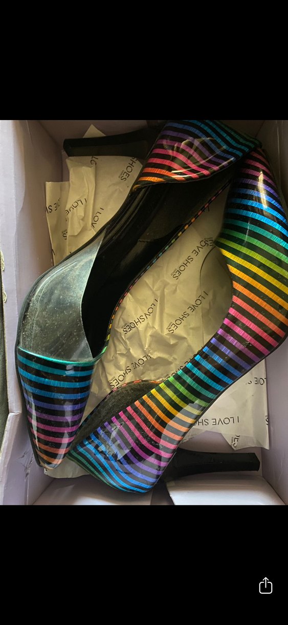 Parlak Çok Renkli Çizgili Kadın Stiletto - Görsel 4