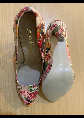 Çiçek Desenli Kadın Stiletto Topuklu Ayakkabı - Görsel 3