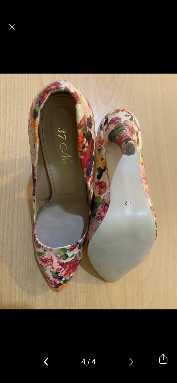 Çiçek Desenli Kadın Stiletto Topuklu Ayakkabı - Görsel 3