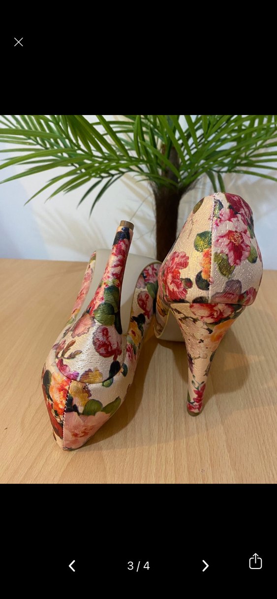 Çiçek Desenli Kadın Stiletto Topuklu Ayakkabı - Görsel 4