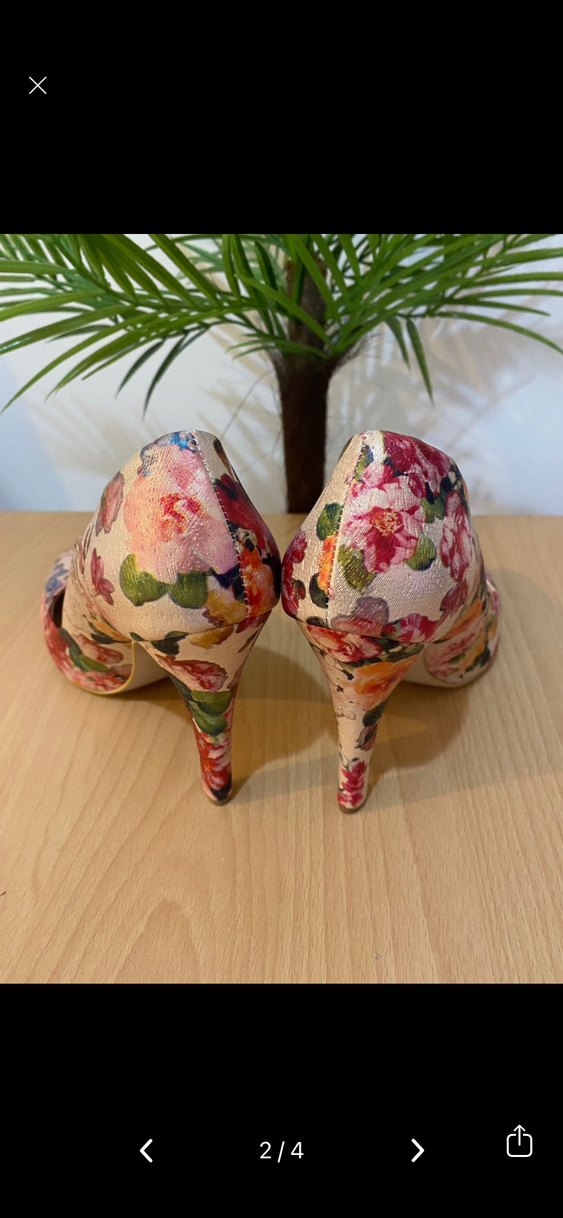 Çiçek Desenli Kadın Stiletto Topuklu Ayakkabı - Görsel 2