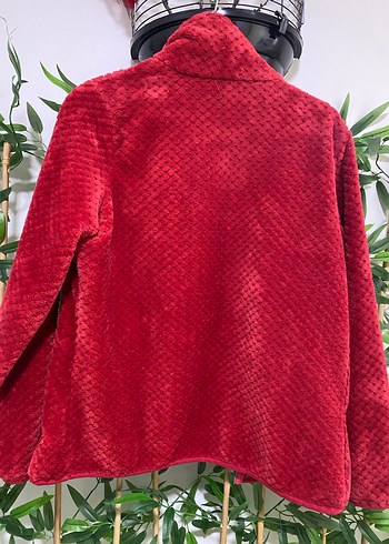 Kırmızı Fermuarlı Kadın Kısa Ceket polar ölçü fotoda - Görsel 5