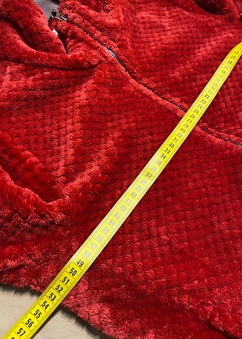 Kırmızı Fermuarlı Kadın Kısa Ceket polar ölçü fotoda - Görsel 6