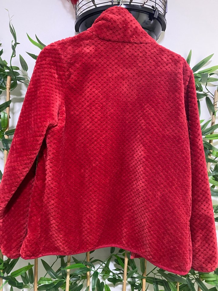 Kırmızı Fermuarlı Kadın Kısa Ceket polar ölçü fotoda - Görsel 5