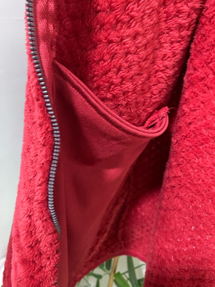 Kırmızı Fermuarlı Kadın Kısa Ceket polar ölçü fotoda - Görsel 3