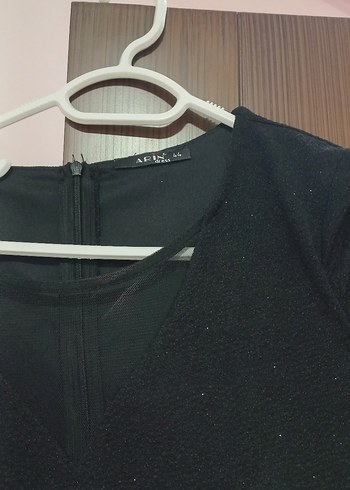 Uzun Siyah Drapeli V Yaka Abiye Elbise - Görsel 5