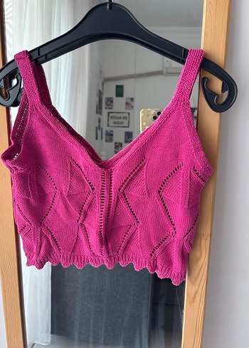 Bohem Mini Pembe Örgü Bralet