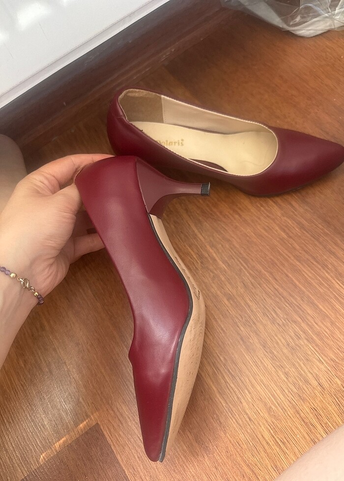 Bordo topuklu ayakkabı - Görsel 3