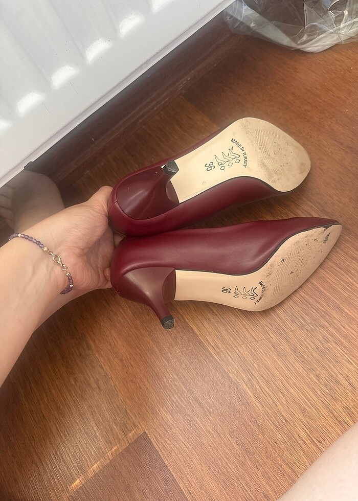 Bordo topuklu ayakkabı - Görsel 4