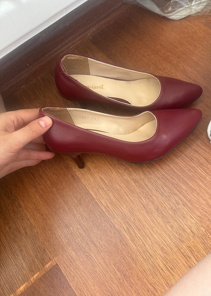 Bordo topuklu ayakkabı - Görsel 2