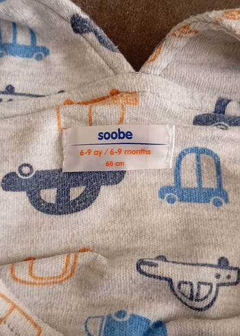 6 Ay Beden Gri Baskılı Örme Erkek Bebek Tulum