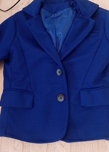 Düğmeli Erkek Çocuk Mavi Ceket - Görsel 3