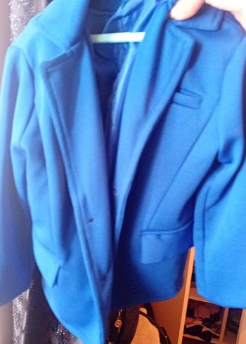 Düğmeli Erkek Çocuk Mavi Ceket - Görsel 4