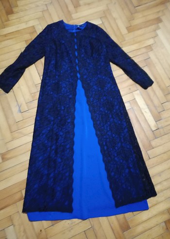 Uzun Kollu, Drapeli Mavi Gotik Uzun Elbise