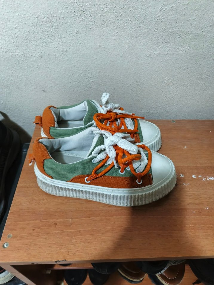 Turuncu Bağcıklı Sneaker - Görsel 2