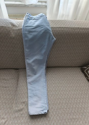 Mavi Midi Kot Pantolon Kadın - Görsel 3