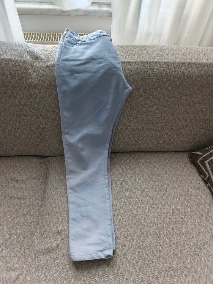 Mavi Midi Kot Pantolon Kadın - Görsel 3