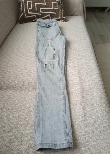 Gri Kadın Denim Salaş Pantolon - Görsel 3